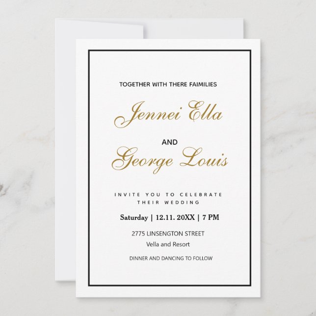 Élégant Vintage classique simple Invitation (Devant)