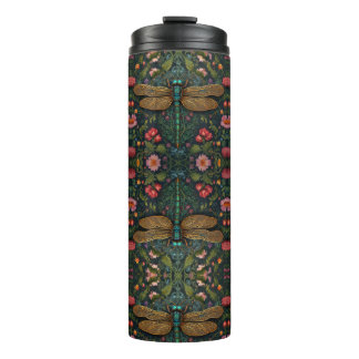 Elegant Vintage dragonfly boho botanical  Thermosbecher