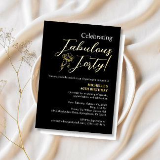 Elegant Vintage Fabulous Forty Folieneinladung