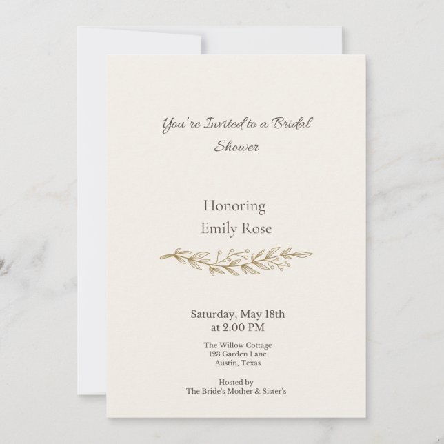 Elegant Vintage Floral Bridal Shower Invitation Einladung (Vorderseite)