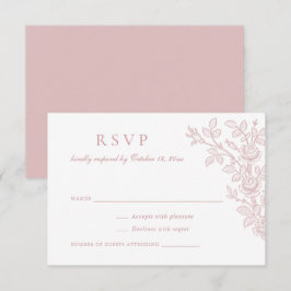 Elegant Vintage Floral Dusty Rose Wedding RSVP Einladung