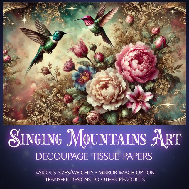 Elegant Vintage Floral Hummingbird Decoupage  Seidenpapier (Von Creator hochgeladen)
