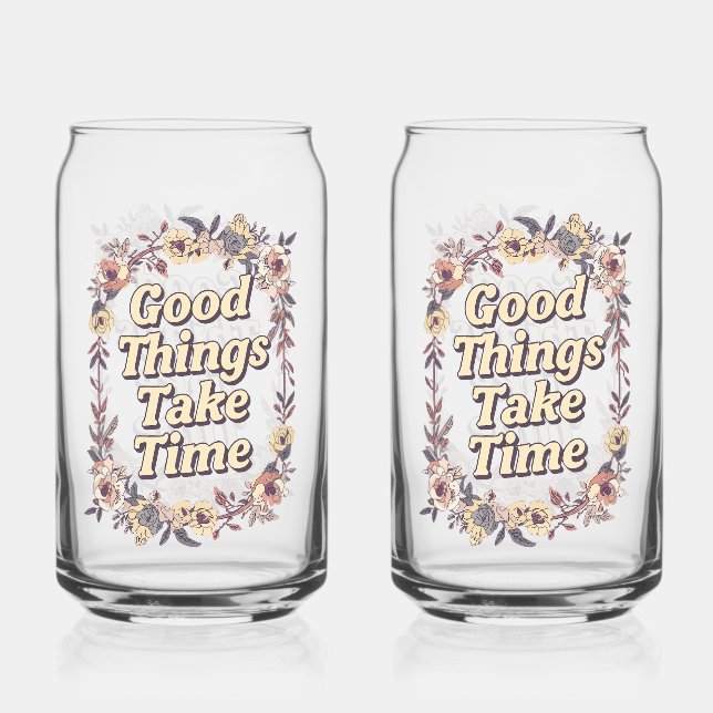 Elegant Vintage Floral Patience Quote Dosenglas (Vorderseite)