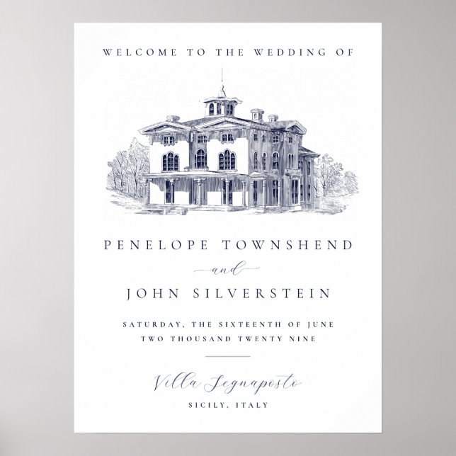 Elegant Vintage Italian Villa Welcome Wedding Poster (Vorne)