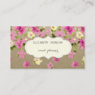 Elegant Vintage, Kraft, Blumen Visitenkarte