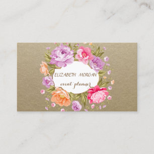 Elegant Vintage, Kraft, Floral Visitenkarte