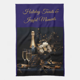 Elegant Vintage Navy Blue and Gold Kitchen Towel Geschirrtuch