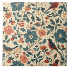 Elegant Vintage Nouveau Floral Birds Fliese