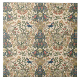 Elegant Vintage Nouveau Floral Vögel Fliese