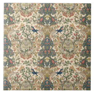 Elegant Vintage Nouveau Floral Vögel Fliese