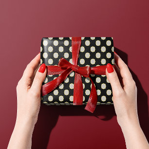 Elegant Vintage Retro Schwarz-Weiß Punkte Geschenkpapier