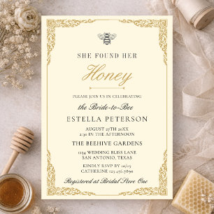 Elegant Vintage Sie fand ihren Honig Brautparty Einladung