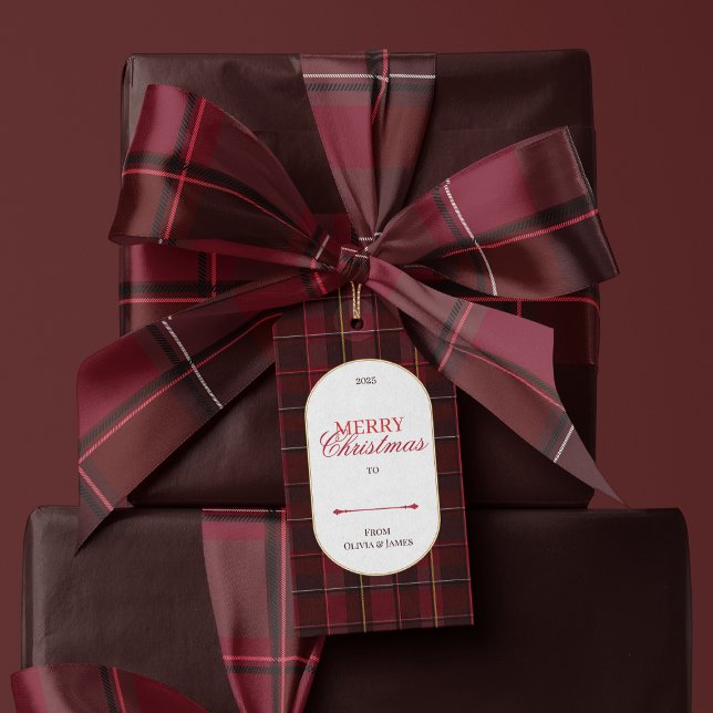 Elegant vintage Tartan Plaid Christmas gift tag Geschenkanhänger (Von Creator hochgeladen)