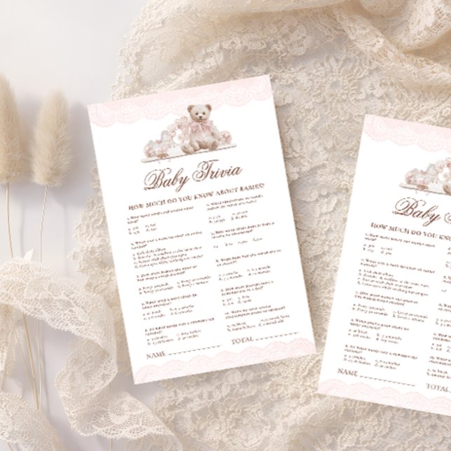 Elegant Vintage Teddy Bear Baby Trivia Game (Von Creator hochgeladen)