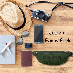 Elégant Vintage Vert Faux Cuir Personnalisé