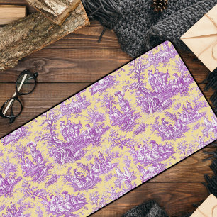 Elégant vintage violet jaune toile de jouy