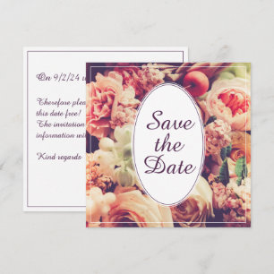 Elegant Vintage Wedding Announcement, Flower Motif