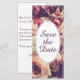 Elegant Vintage Wedding Announcement, Flower Motif