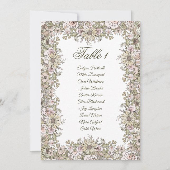 ​Elegant Vintage Wedding Seating Chard Card Einladung (Vorderseite)