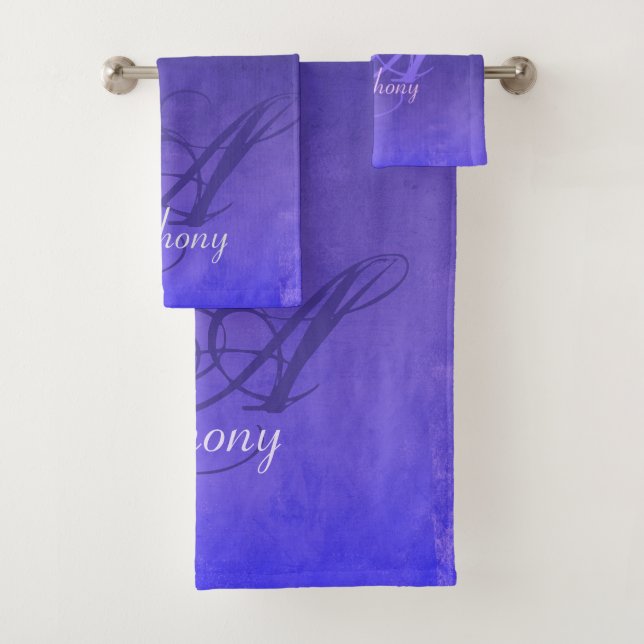 Élégant violet bleu noir rustique monogramme (En situation)