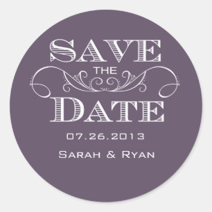 Élégant violet Enregistrer le sticker de date