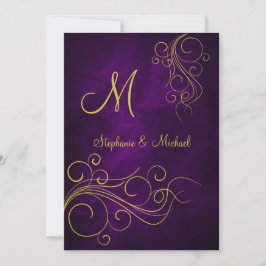 Élégant violet Faire-part de mariage de monogramme