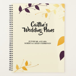 Élégant violet Feuille d'or Wedding planner
