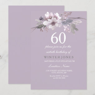 Élégant violet floral 60e anniversaire Invitation 