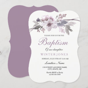 Élégant Violet Floral Fille Ou Garçon Invitation B