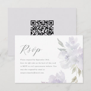 Elégant violet floral Quinceanera QR Code RSVP