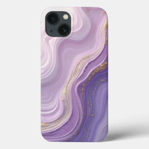 Élégant violet & Gold Waves iPhone 13 Coque - Drea