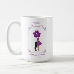 Elégant violet heureux anniversaire Mug personnali