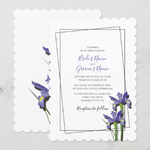Élégant violet Iris Invitations de mariage Iris