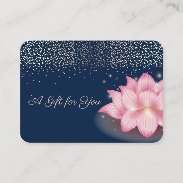 Elegant Violet Lotus, Confetti, Navy Blue Rabattkarte (Vorderseite)