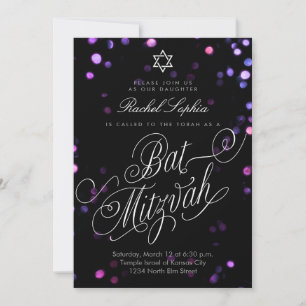 Élégant violet lumière Bat Mizvah Invitations