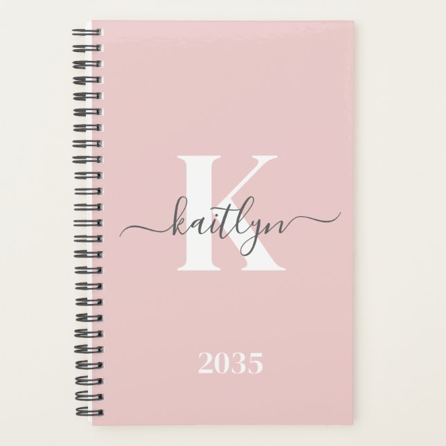 Élégant violet rose gris script Monogramme (Devant)