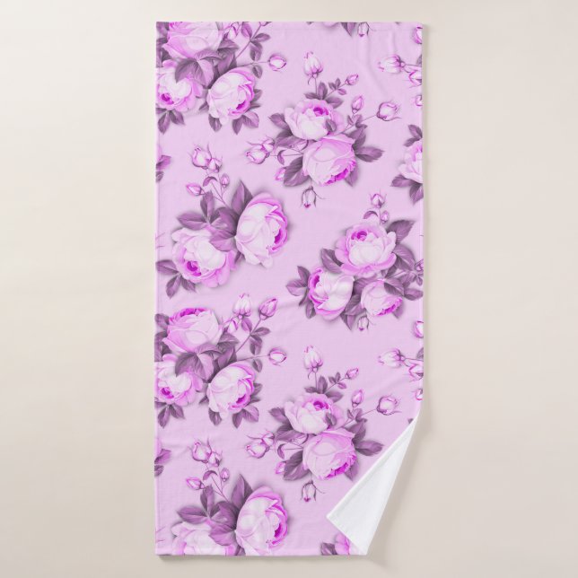 Elégant violet tendance Pink floral (Serviette de bain)