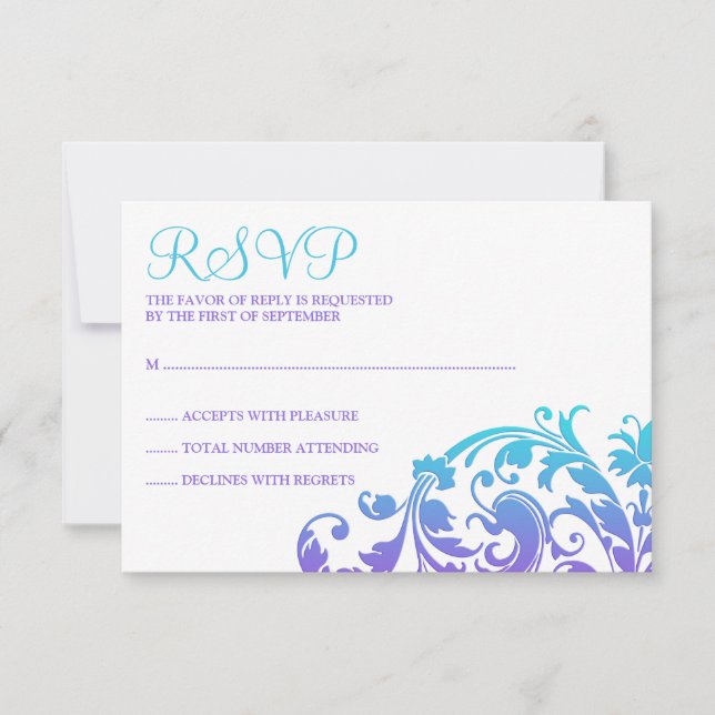 Élégant violet Turquoise Bat mitzvah RSVP (Devant)