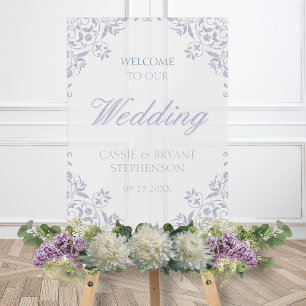 Elégant violet Vintage cadre Mariage Bienvenue