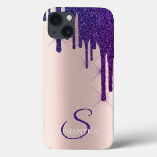 Elegant Violetter Glitter-Tropfen Rose Gold   Case-Mate iPhone Hülle