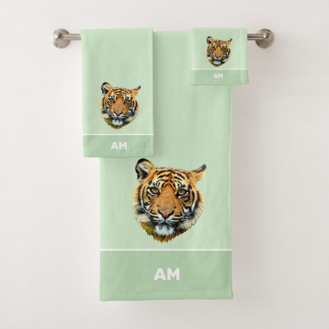 Elégant visage de tigre sur le vert citron (En situation)