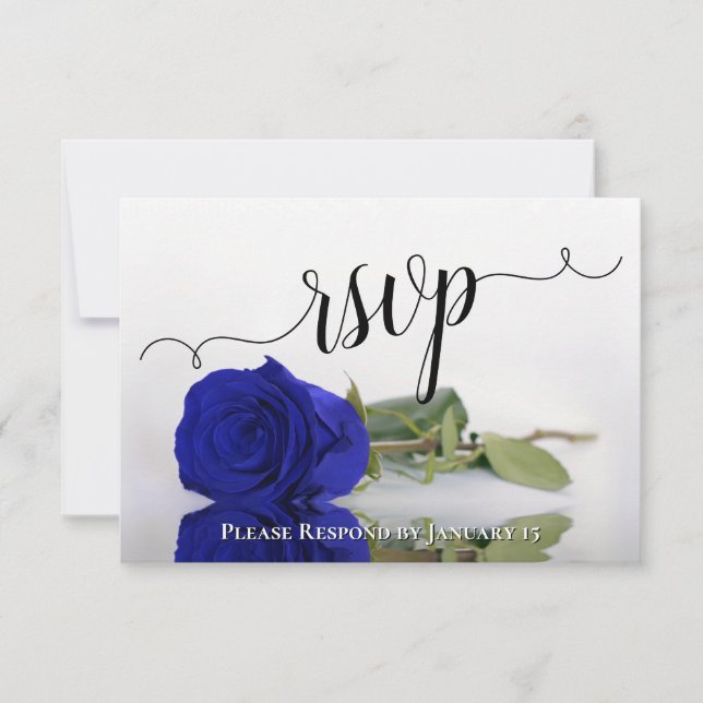 Elegant Vivid Royal Blue Reflekting Rose Wedding RSVP Karte (Vorderseite)