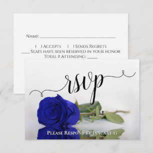 Elegant Vivid Royal Blue Reflekting Rose Wedding RSVP Karte