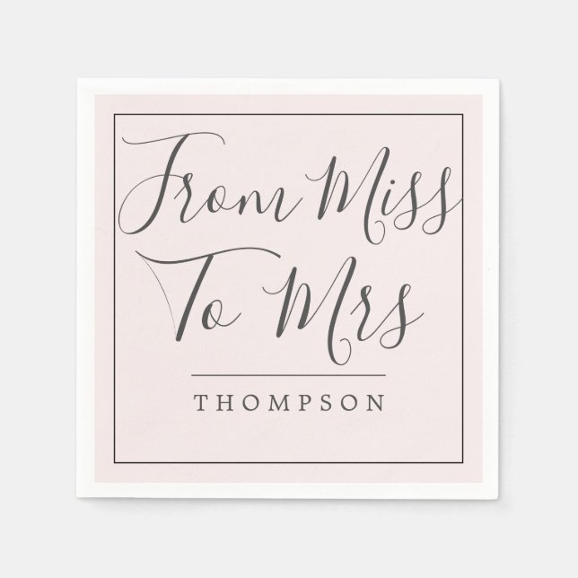 Elegant von Miss zu Brautparty Blush Paper Serviette (Vorderseite)