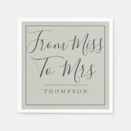 Elegant von Miss zu Mrs. Brautparty Gray Paper Serviette