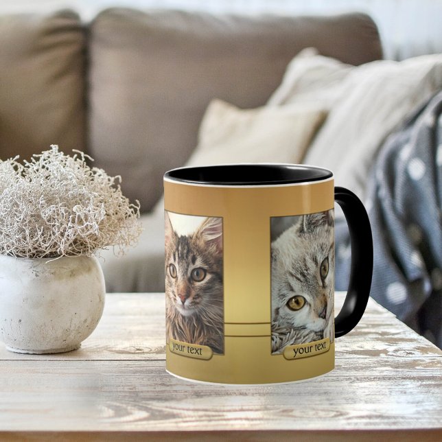 Élégant Votre Cute Chat Photos Gold Mug (Créateur téléchargé)