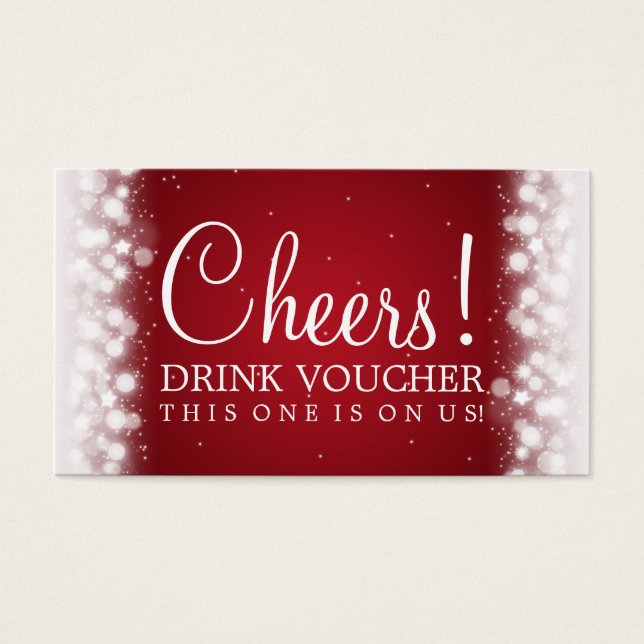 Élégant Voucher Boisson Magic Sparkle Rouge (Devant)