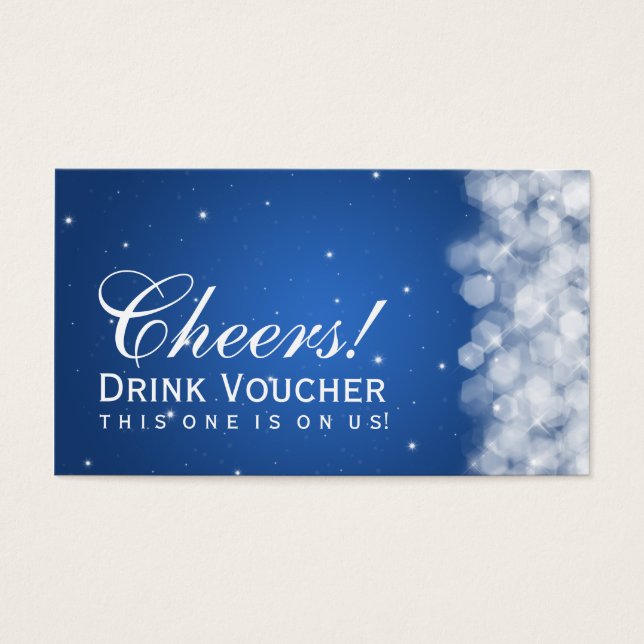 Élégant Voucher de boisson Fête Étincelante Bleu (Devant)