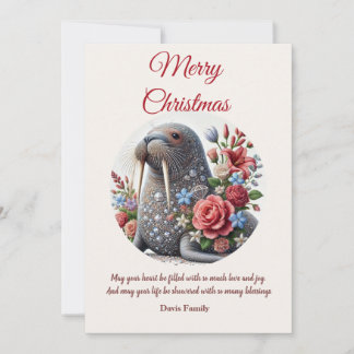 Elegant Walrus Merry Weihnachtskarte Feiertagskarte