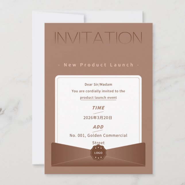 Elegant Warm Brown New Product Launch Invitation – (Devant)